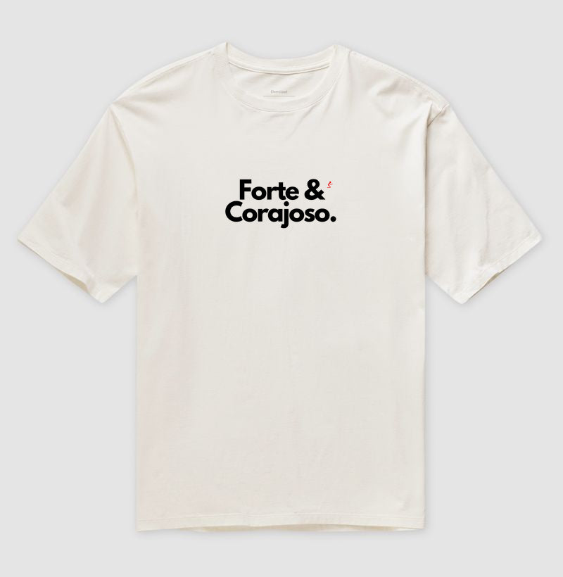 Camiseta Gospel Oversized "Forte e Corajoso" – Fé com Estilo Cristão Streetwear | Semeador Store