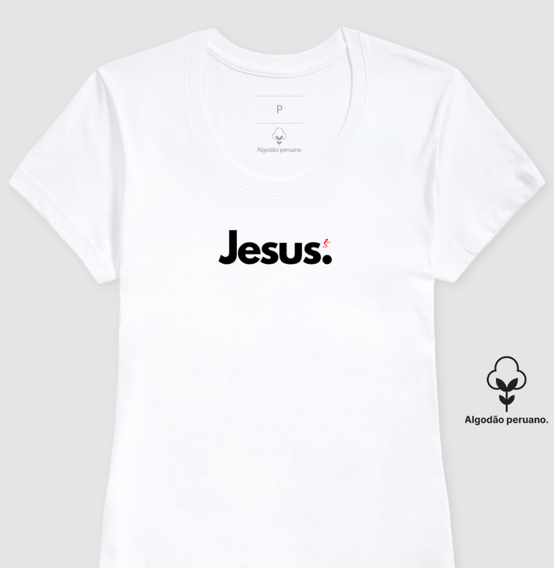 Camiseta Feminina "Jesus" – Fé e Estilo com Algodão Peruano Premium | Semeador Store