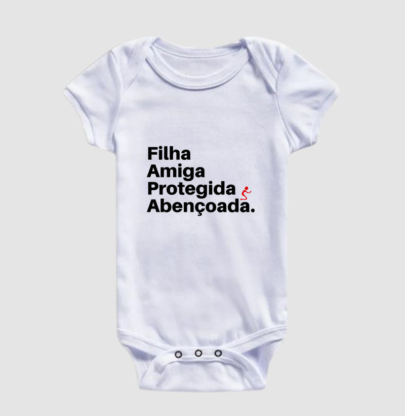 Body Infantil Cristão "Abençoada" – Fé com Conforto para os Primeiros Meses | Semeador Store