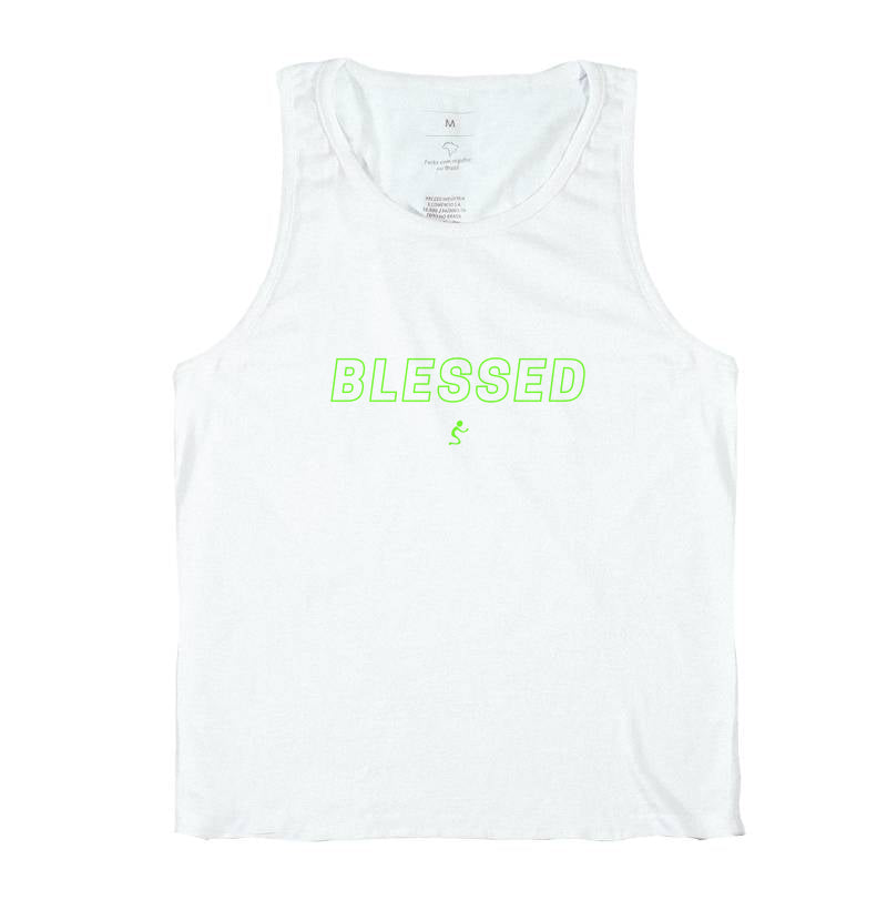 Camiseta Regata Cristã Blessed – Fé com Estilo Leve e Confortável | Semeador Store