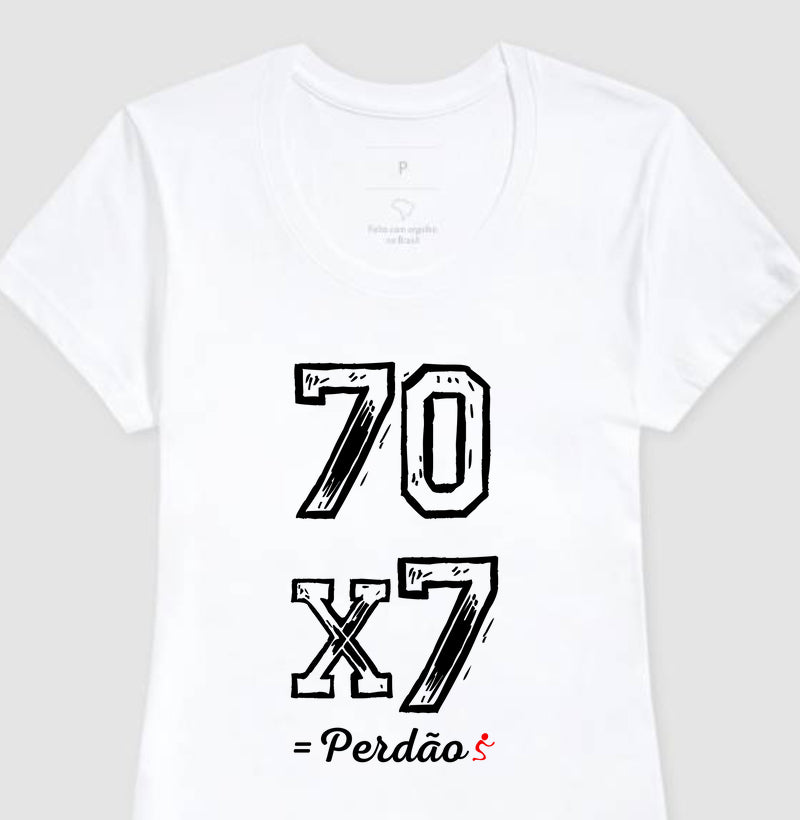 Camiseta Cristã Feminina – “Perdão 70 x 7” com Estilo e Fé em Cada Detalhe | Semeador Store