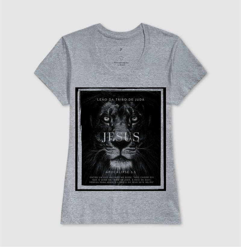 Camiseta Cristã Feminina – “Leão da tribo de Judá” com Estilo e Fé em Cada Detalhe | Semeador Store