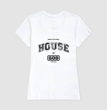 Camiseta Cristã Feminina – “House of God” com Estilo e Fé em Cada Detalhe | Semeador Store
