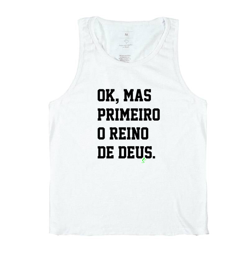 Camiseta Regata Cristã Reino – Fé com Estilo Leve e Confortável | Semeador Store