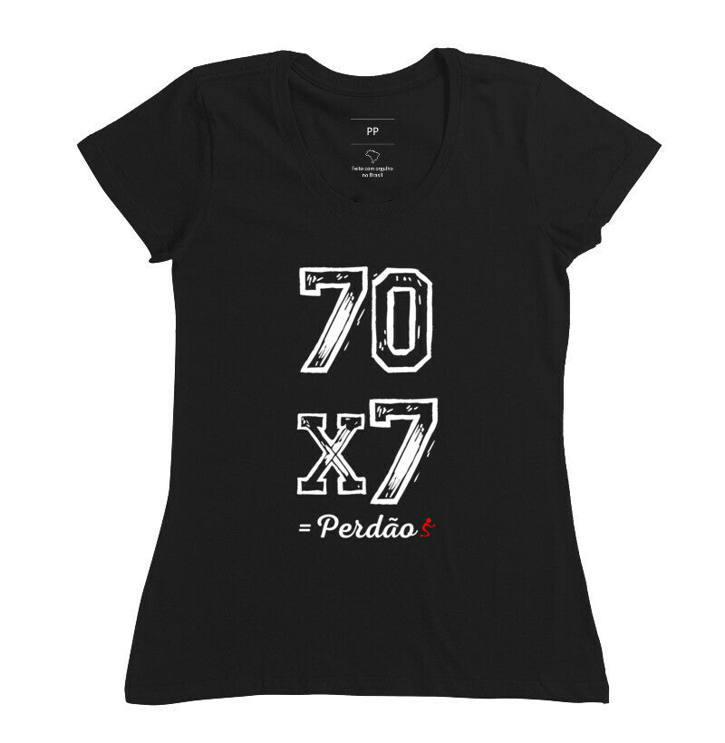 Camiseta Feminina Perdão 70x7