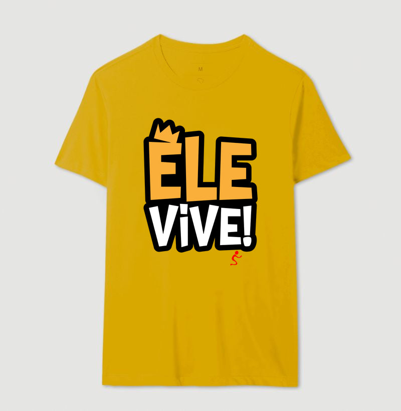 Camiseta Masculina Ele vive – Moda Cristã com Estilo e Propósito | Semeador Store