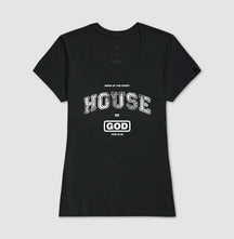 Camiseta Cristã Feminina – “House of God” com Estilo e Fé em Cada Detalhe | Semeador Store
