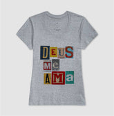 Camiseta Cristã Feminina – “Deus me ama” com Estilo e Fé em Cada Detalhe | Semeador Store