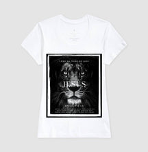 Camiseta Cristã Feminina – “Leão da tribo de Judá” com Estilo e Fé em Cada Detalhe | Semeador Store