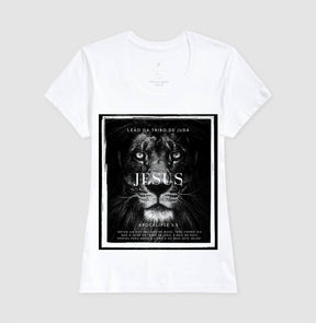Camiseta Cristã Feminina – “Leão da tribo de Judá” com Estilo e Fé em Cada Detalhe | Semeador Store