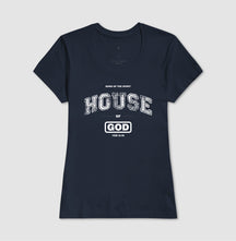 Camiseta Cristã Feminina – “House of God” com Estilo e Fé em Cada Detalhe | Semeador Store