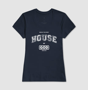 Camiseta Cristã Feminina – “House of God” com Estilo e Fé em Cada Detalhe | Semeador Store
