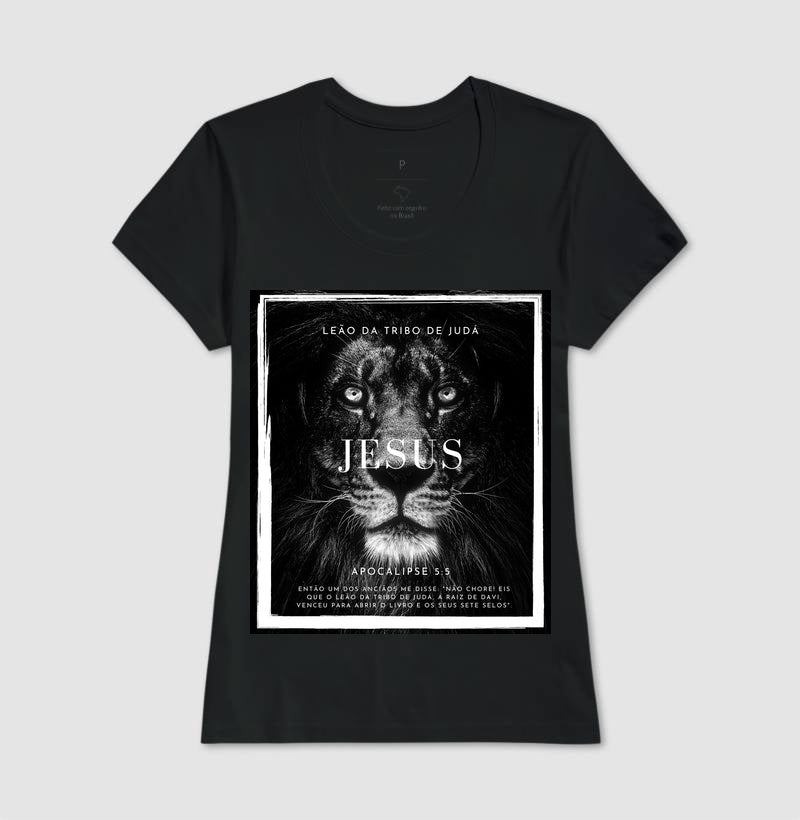 Camiseta Cristã Feminina – “Leão da tribo de Judá” com Estilo e Fé em Cada Detalhe | Semeador Store