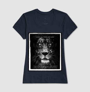Camiseta Cristã Feminina – “Leão da tribo de Judá” com Estilo e Fé em Cada Detalhe | Semeador Store