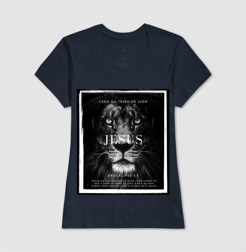 Camiseta Cristã Feminina – “Leão da tribo de Judá” com Estilo e Fé em Cada Detalhe | Semeador Store