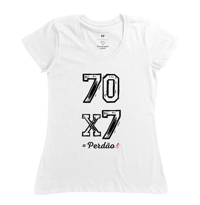 Camiseta Feminina Perdão 70x7