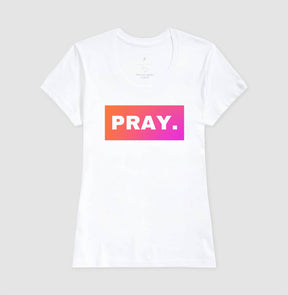 Camiseta Cristã Feminina – “Pray” com Estilo e Fé em Cada Detalhe | Semeador Store